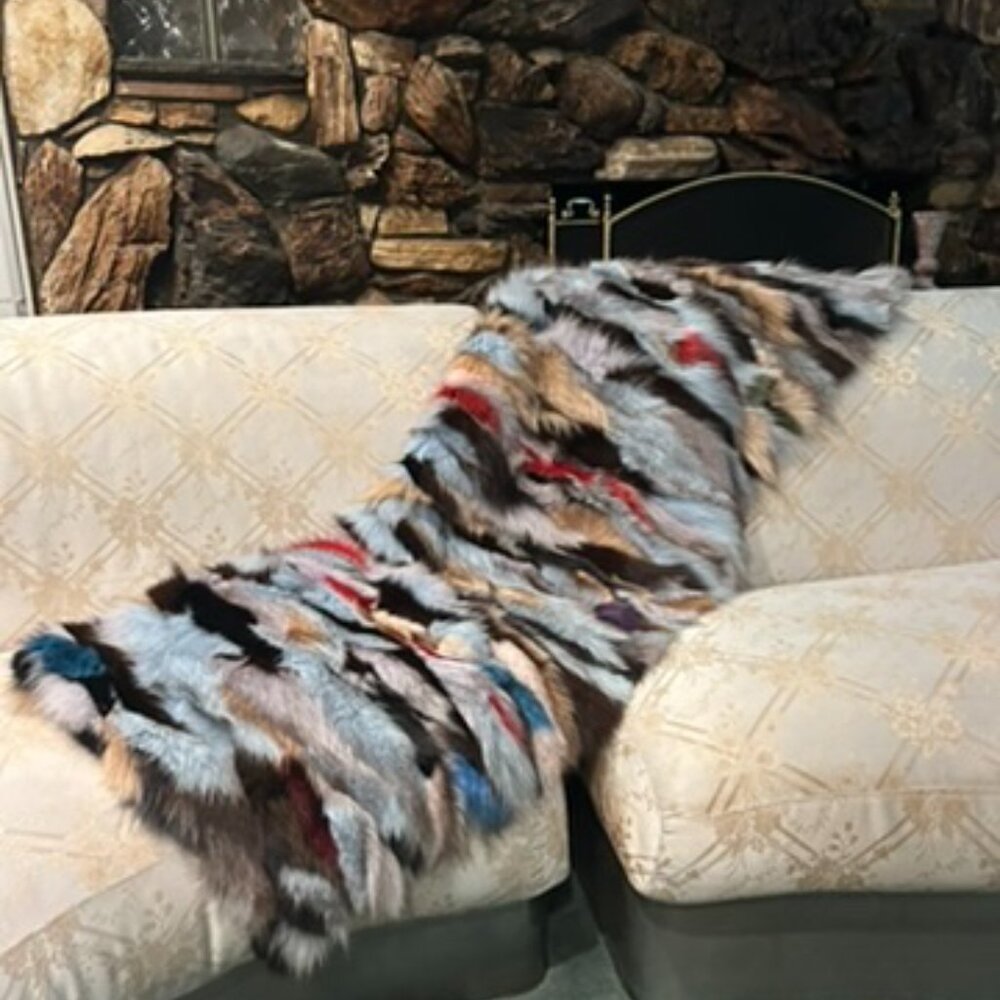 Luxurious Multi-Colored Fox Fur Blanket